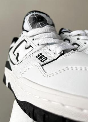 New balance 550 white black трендові кросівки беланс чорно білі жіночі чоловічі розміри черно белые кроссовки женские мужские размеры5 фото