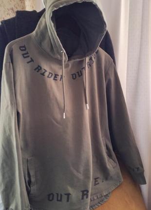 Реглан свитшот кофта с капюшоном цвет хаки m - l