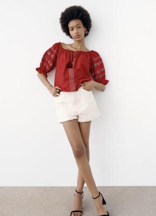 Zara блуза с вышивкой, вышиванка, размер s, m