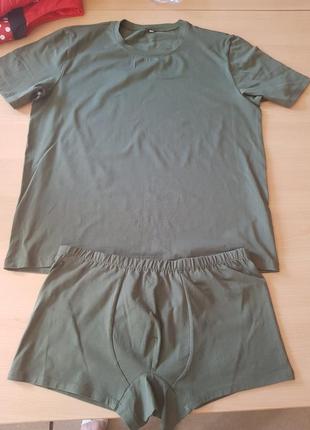 Комплект футболка+ трусы хаки военные  с  48р по  60р5 фото