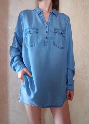 Синя сорочка блуза esmara р. 40 100% ліоцел нова з бірками1 фото