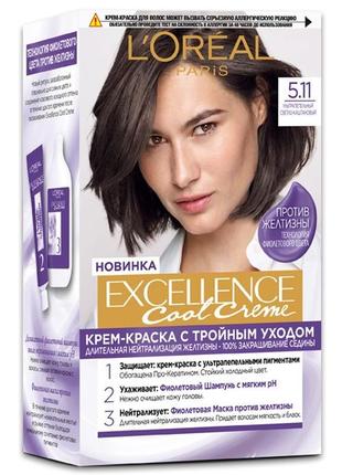 Фарба для волосся l'oreal excellence cool creme 5.11