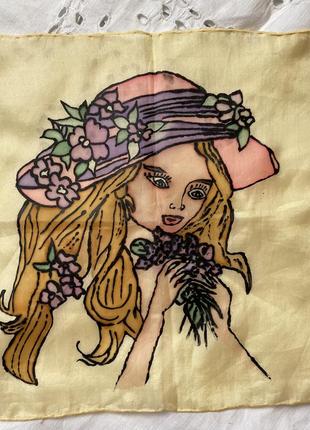 Ексклюзивний вінтажний шовковий хустку ручного розпису