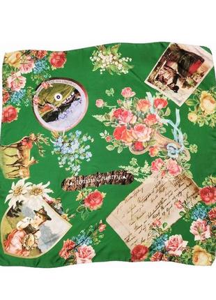 Винтажный коллекционный шелковый платок цветочный принт striessnig wien /2457/