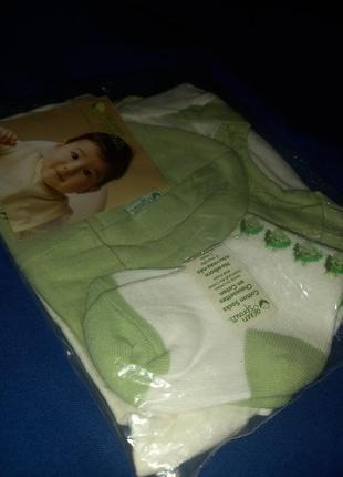 Iplay green sprouts baby layette, набір з 3 предметів, шапка, шкарпетки, комбінезон, 0-3 місяці5 фото