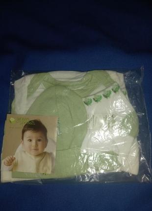 Iplay green sprouts baby layette, набір з 3 предметів, шапка, шкарпетки, комбінезон, 0-3 місяці2 фото