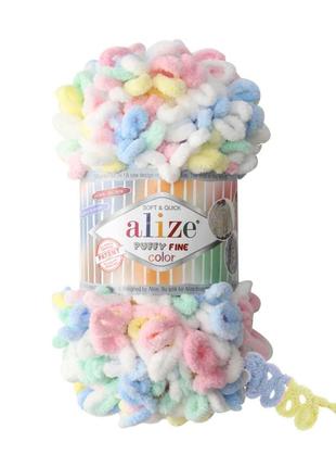 Пряжа alize puffy fine 833 color 5949