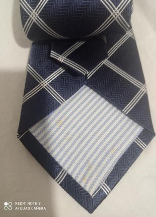 Шовковий жаккард брендовий синій з білими ромбами краватка шовк шовк шовк шовковий шовковий3 фото
