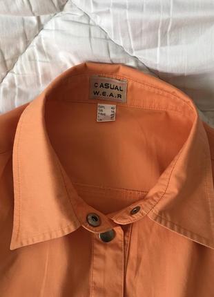 Сорочка/рубашка на ґудзиках персикового/помаранчевого кольору3 фото
