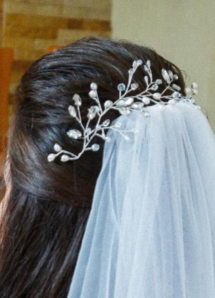 Весільна прикраса у волосся (свадебная веточка)2 фото