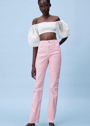 Шикарные розовые джинсы zara с разрезами /новая коллекция