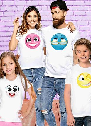 Футболки білі фемілі цибулю family look для всієї родини "smile family. сім'я смайлів" push it1 фото