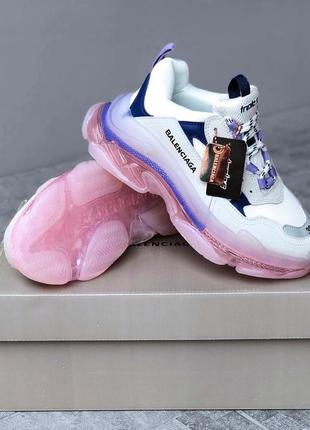 🔥кроссовки женские balenciaga triple s clear sole violet white