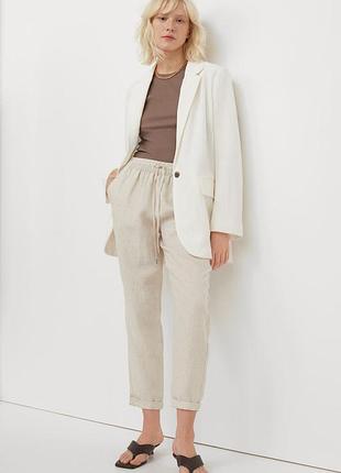 Брюки штаны на резинке h&m лён
