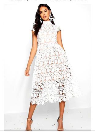 Акція трендова мереживна сукня плаття міді від бренду boohoo