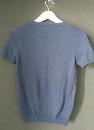 Итальянский кашемир шерсть футболка benetton свитер на короткий рукав меланж синий чёрный серый5 фото
