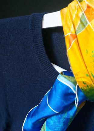 Итальянский кашемир шерсть футболка benetton свитер на короткий рукав меланж синий чёрный серый2 фото