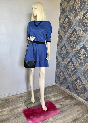 Стильное мини платье, тёмно-синее платье мини5 фото