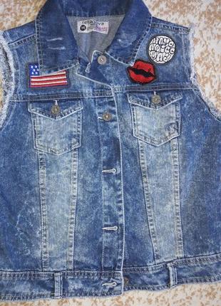Стильний молодіжний жіночий джинсовий  жилет terranova  м розмiр1 фото
