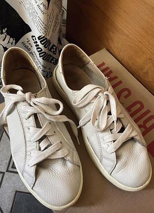 Кеды молочного цвета, кожаные, zara