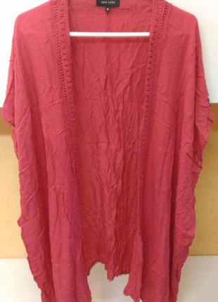 Натуральна накидка з мереживом оверсайз