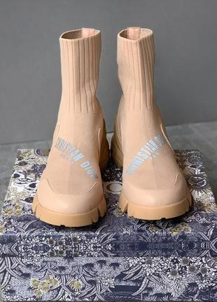 🔥сапоги женские christian dior beige shoes socks2 фото