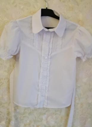 Белая школьная блузочка р140.1 фото