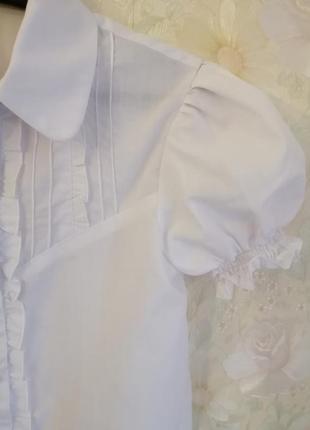 Белая школьная блузочка р140.2 фото
