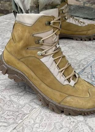 Тактичні черевики кайот 7166/берці кайот шкіряні військові,зсу,тактичні,всу,похідні,туристичні,мілітарі демі осінь 20221 фото