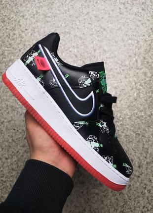 Жіночі кросівки nike air force 1 black white red 1