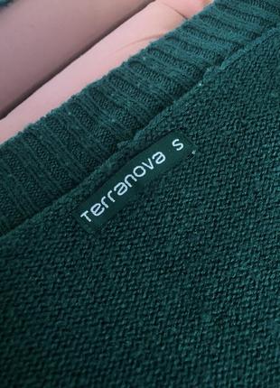 Пуловер темно зелений/ v-образний виріз/ terranova4 фото