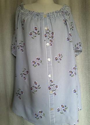 100% віскоза. жіноча літня віскозна блуза , штапель. жіноча блузка, смужка, дрібний квітка1 фото
