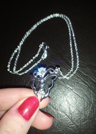 Срібло 925 проби підвіска з цирконом ланцюжок кольє кулон чокер ланцюжок золото