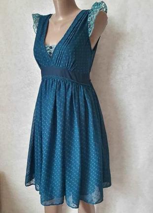 Фирменное asos шифоновое платье-миди с кружевными рукавчиками и пояском, размер л-ка4 фото
