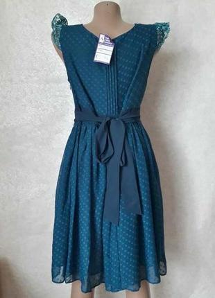 Фирменное asos шифоновое платье-миди с кружевными рукавчиками и пояском, размер л-ка2 фото