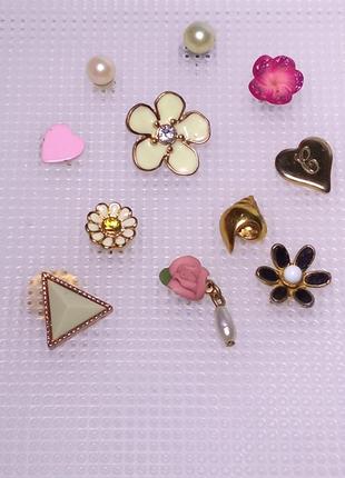 ✨🩷🩷набор 7 в 1 серьги гвоздики кафф на ухо