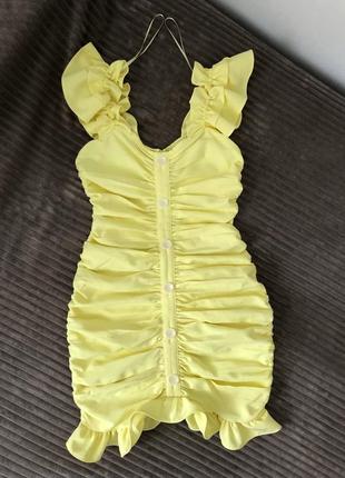 Плаття міні жовте zara сукня міні плаття6 фото