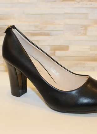 Туфли женские черные на каблуке т1550 уценка1 фото
