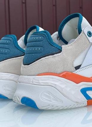 Женские кроссовки adidas niteball кожаные замшевые белые оранжевые5 фото