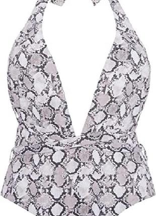 Cтильний купальник primark у зміїний принт з поясом