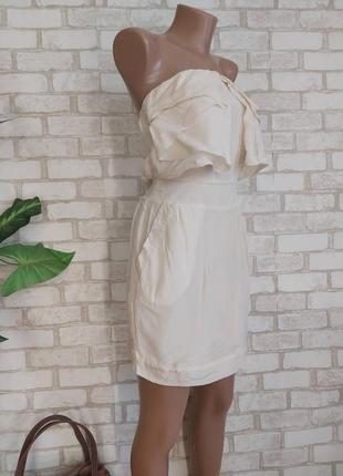 Фирменное warehouse мини платье "бюстье" со 100 % шелка с карманами, размер с-м3 фото