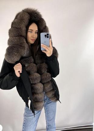 ⚜️бомбер з хутром чорнобурки