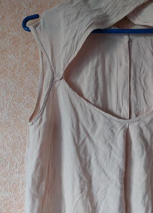 Сорочка блуза беж з вирізом  на спині6 фото