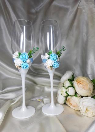 Весільні аксесуари (бокали, келихи, шампанське) для весілля,  весільне4 фото