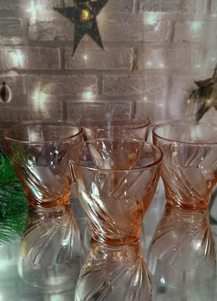 Набір склянки рожеве скло2 фото
