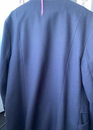 Винтажный шерстяной пиджак темно синего цвета6 фото