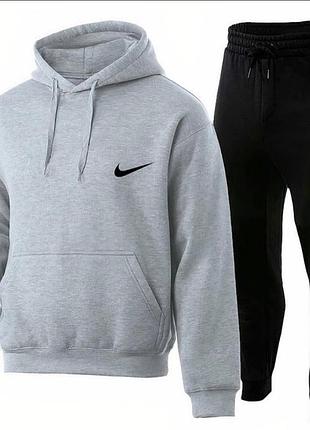 Костюм nike худі сіре + штани чорні1 фото