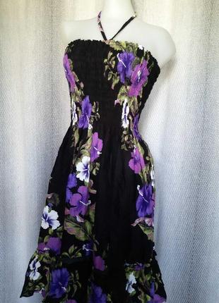 Жіноче віскозне сукня сарафан в квіти, плаття, сукня.гавайка штапель дрібна квітка3 фото