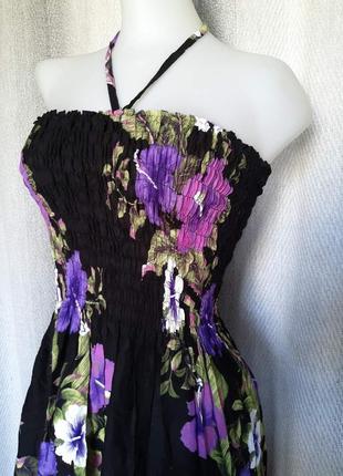Жіноче віскозне сукня сарафан в квіти, плаття, сукня.гавайка штапель дрібна квітка4 фото