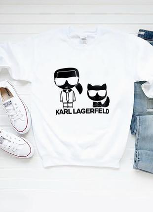 Женский свитшот karl lagerfeld карл лагерфельд белый жіночій світшот карл лагерфельд білий2 фото